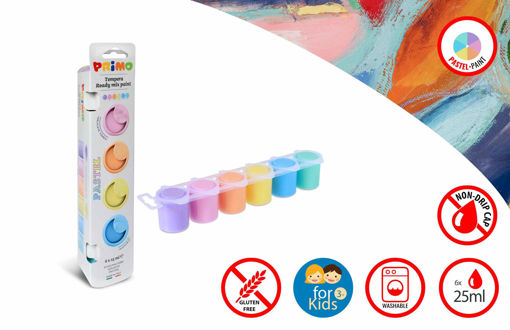 Picture of PRIMO POSTER PAINT SET OF 6 POTS x25ML PASTEL